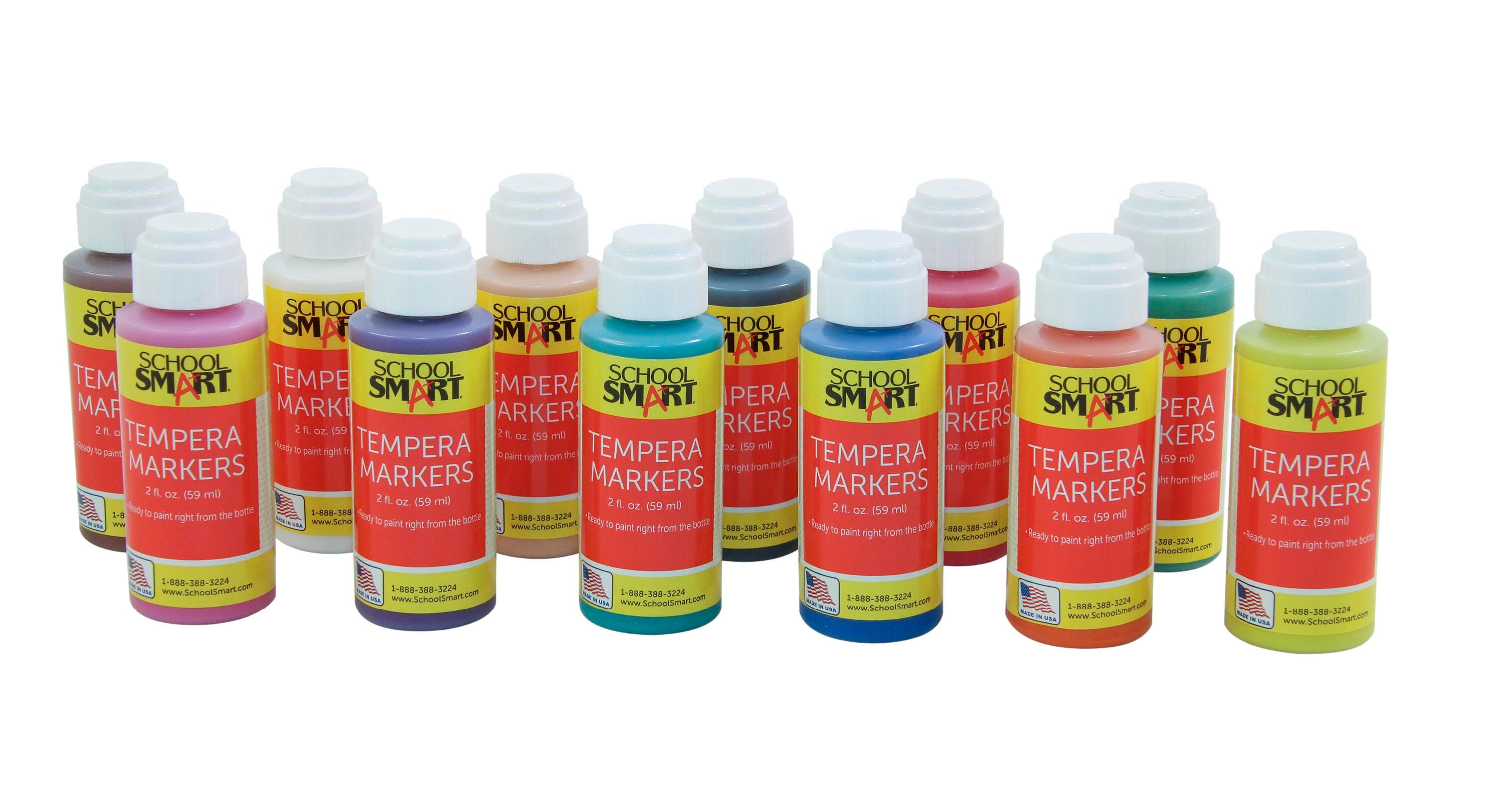 School Smart Tempera Poster Marker Set, Assorted Colors, Set of 12, Item Number 463565